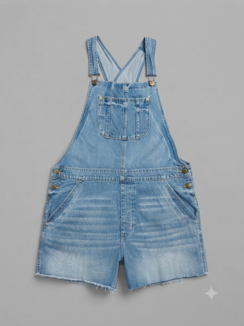 American Eagle Outfitters Light Blue Denim Short Overalls Large - Picture 3 of 9